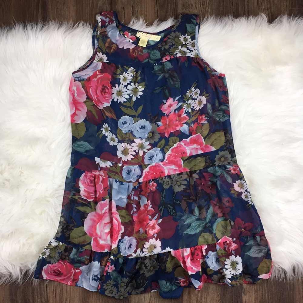 Pins and Needles Navy Floral Top Small